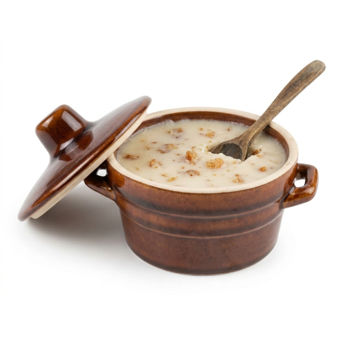 Garnek na smalec kamionkowy 0,6L niski  