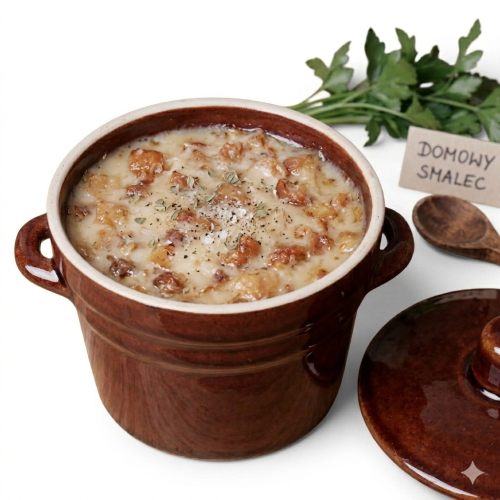 Garnek na smalec kamionkowy 0,5L wysoki