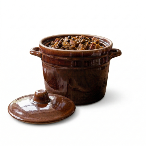 Garnek kamionkowy 2L na zupę, smalec wysoki 