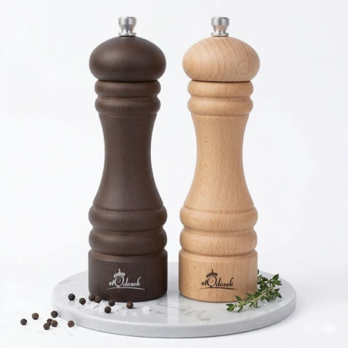 Zestaw młynków do soli i pieprzu drewniany 5 stopnie regulacji ceramiczny
