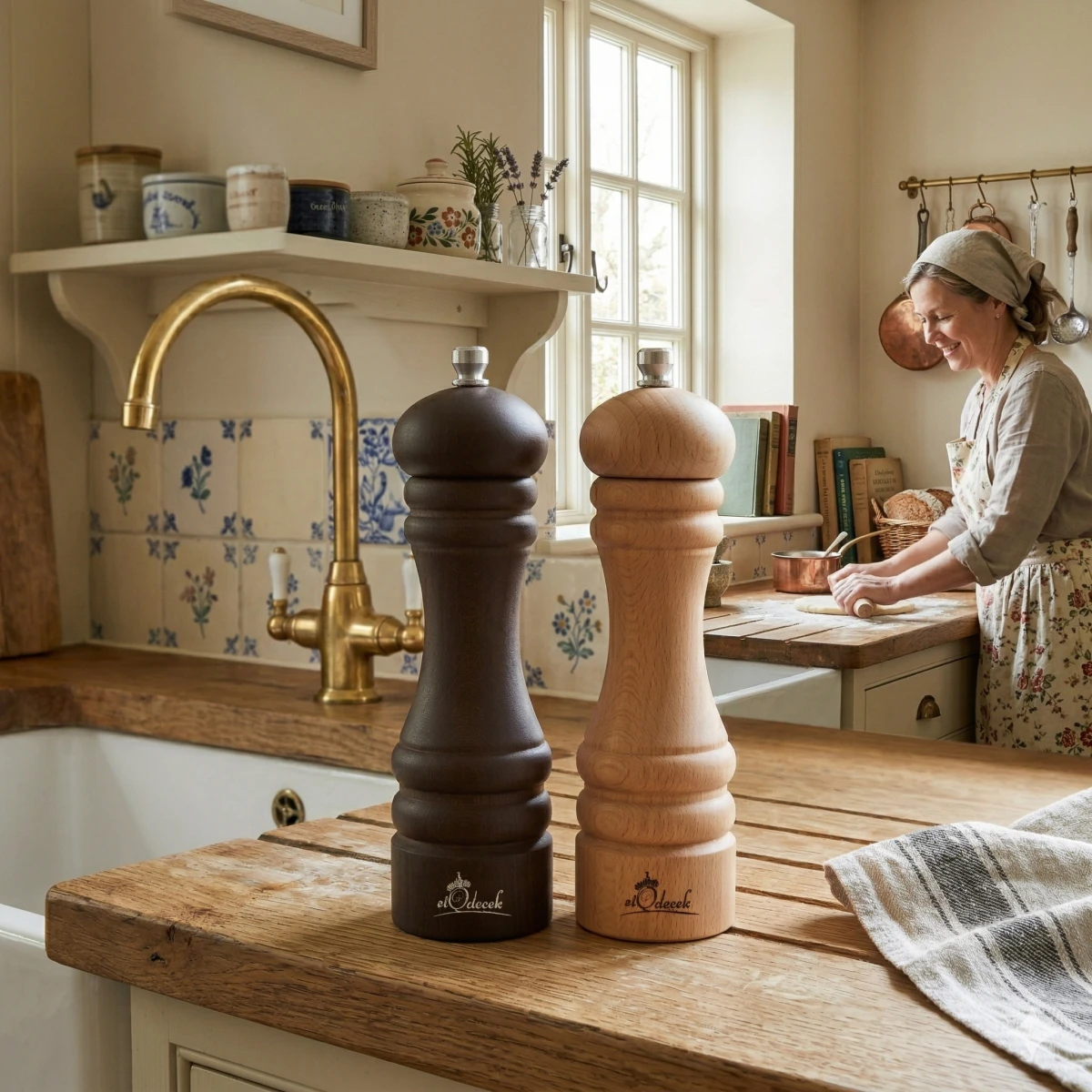 Zestaw młynków do soli i pieprzu drewniany 5 stopnie regulacji ceramiczny