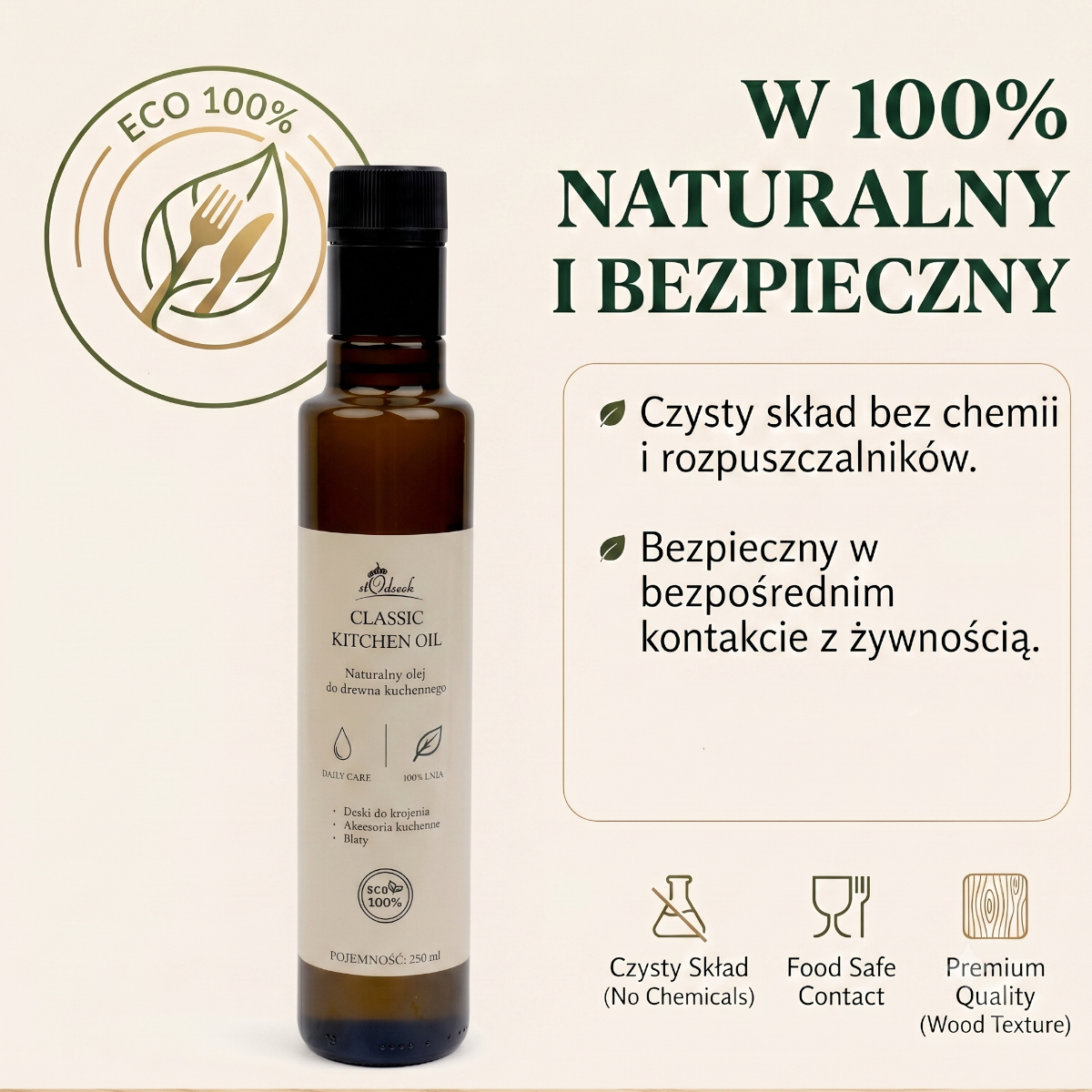 Stodesek Classic Kitchen Oil 250ml – Wydajny olej do desek do krojenia
